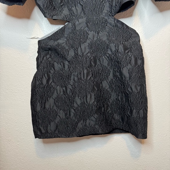 Lulus Romantic Reunion Black Jacquard Cutout Mini Dress Size Large - Picture 3 of 9